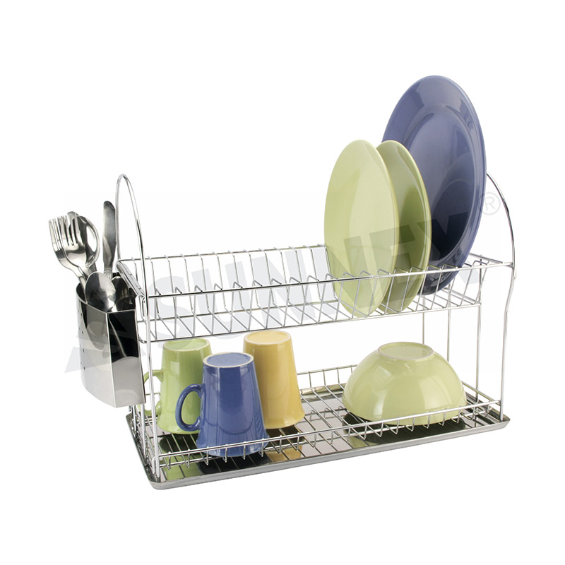 2-Tier Dish Dish Dose Drainer Drainer المطبخ